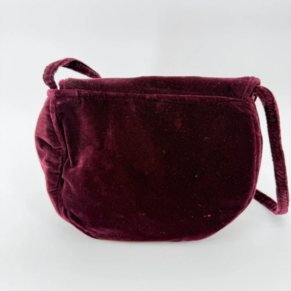 Carpetbags of American Velvet Shoulder‎ Bag Burgundy Evening Boho Gold Accent